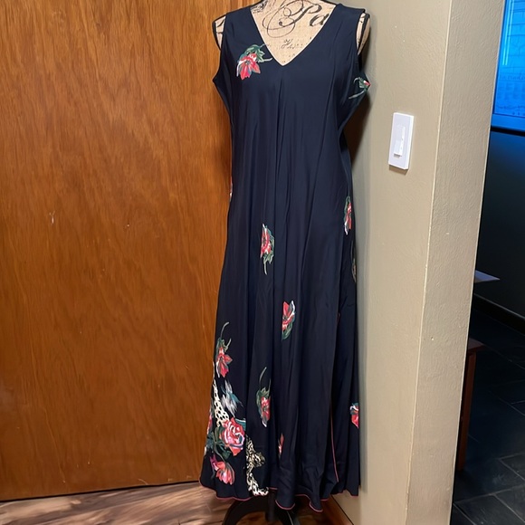 Magic of the Moon Black Floral Leopard Sleeveless Print Dress  Size Large - Picture 6 of 10